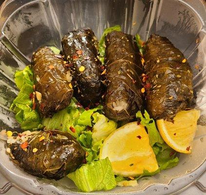 Dolmades. Comes with five and I already snuck a bite of one.