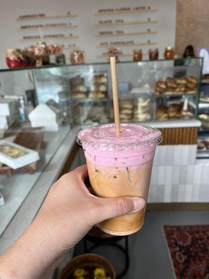 Raspberry iced latte