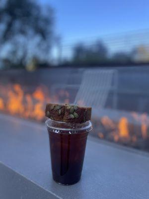 Iced Americano and Pumpkin Loaf