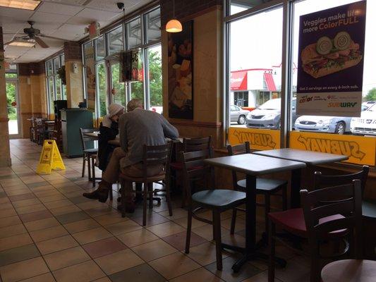 Spacious open clean dining area.