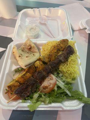 5. Beef and Chicken Kabob with Rice.