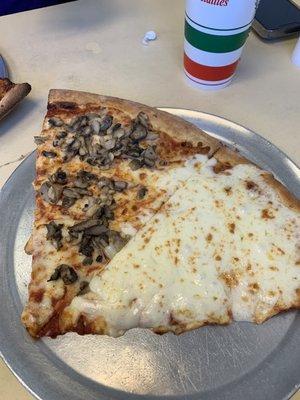 Extra cheese slice! Mushroom slice.