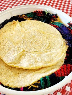 Hand made corn tortillas