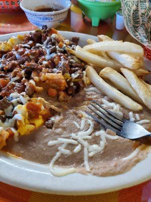 Chilaquiles with carne asada.