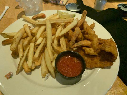 Flounder with shrimp 1/5 stars due to price, 2/5 for taste and presentation.