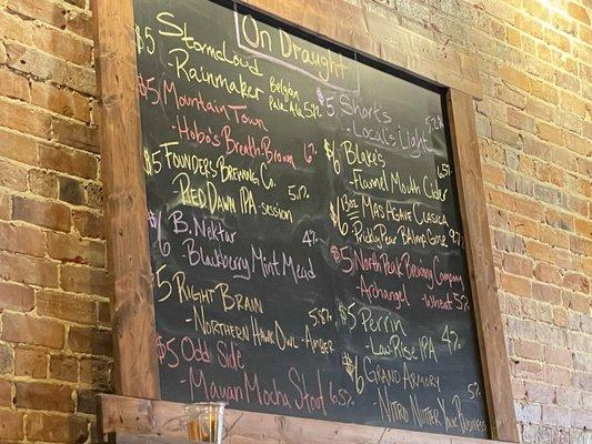 Draft beer menu