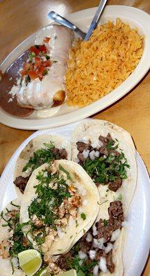 Tacos and the chimichanga plate