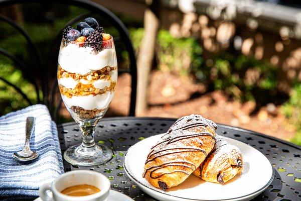 Yogurt Parfait and Chocolate Croissant