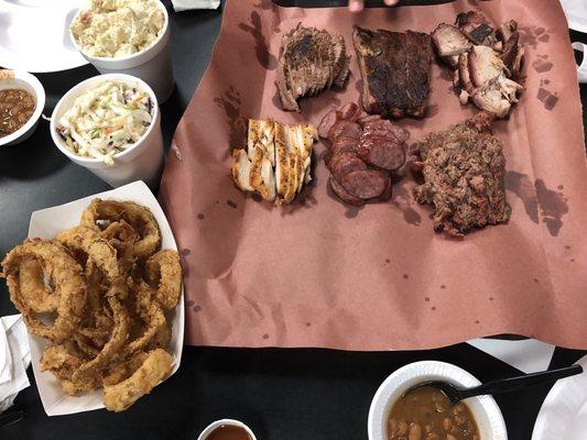 Sampler Platter (6 meats, 3 sides)