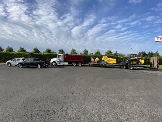 Dump truck and equipment trailer