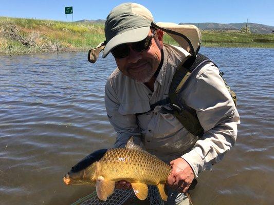 Carp caught on the Weber using a leech pattern.