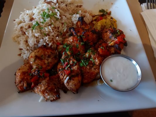 chicken kebab and Rice