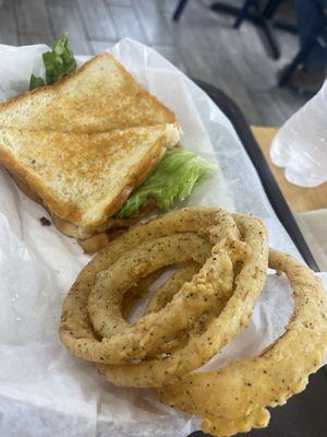 BLT and Onion Rings