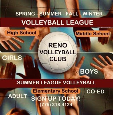 Year-Round Volleyball 
Boys & Girls
Beginner - Adult