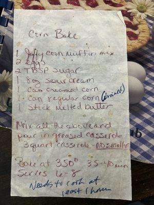 My mum's corn casserole recipe ur welcome