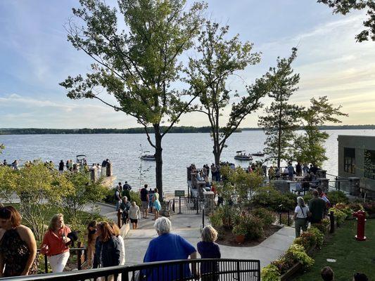 View of lake behind stage area