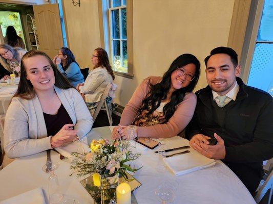 Siblings and cousin of the bride. The table settings were perfect.