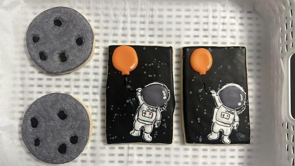 Birthday turning 4 custom cookies - outer space theme