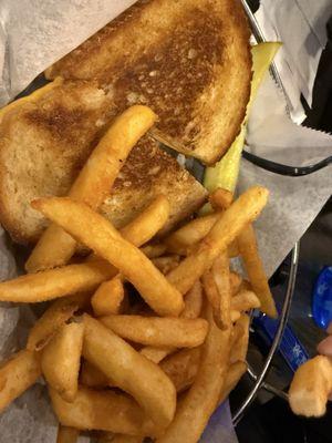 Classic Grilled Cheese Sandwich with fries