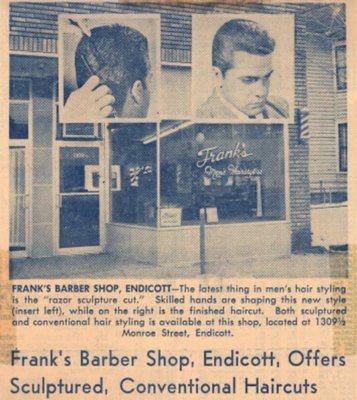 Frank Petrilli's 2nd Barbershop on Monroe Street, Endicott. 1960's- 1983