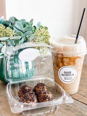 Energy bites + iced coffee