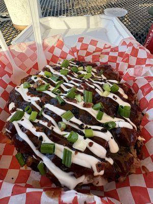 Chopped beef stuffed potato