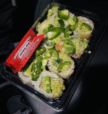 Jalapeño Ahi sushi  (apologies, took the photo in the car). Absolutely delicious!