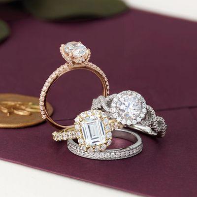 Diamond accented engagement rings