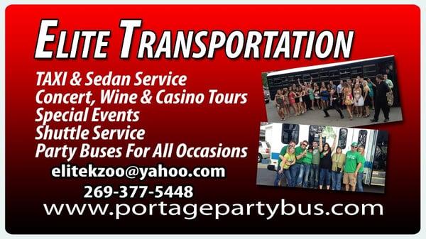 Here are a few Elite Taxi & Shuttle Services Kalamazoo Party Bus to Taxis