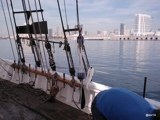 San Diego skyline from the deck of the BILL OF RIGHTS