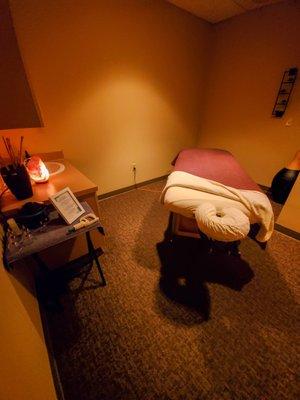 One of the many massage therapy rooms to relax in.