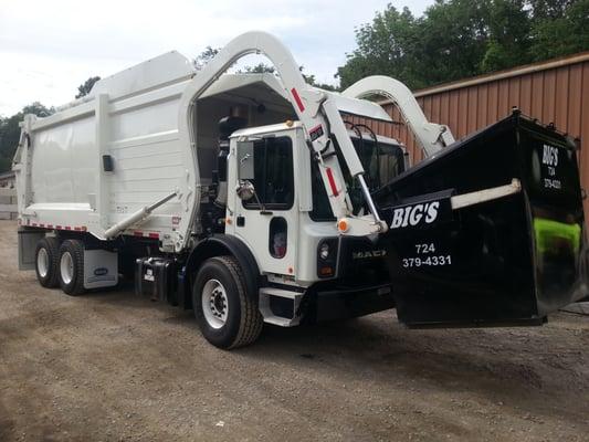 New Mack font load garbage truck bought to help service are growing  family of customers.