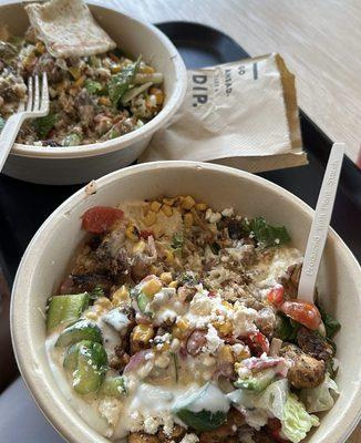 Grain Bowl with Tzatziki and Hummus.