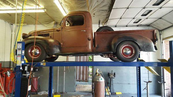 A 1946 pickup we put custom exhaust on .