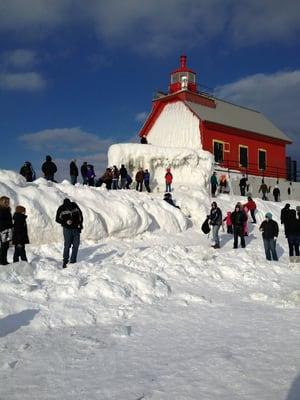 had a nice hot Coffey after walking the ice at pier in grand haven Brrrr