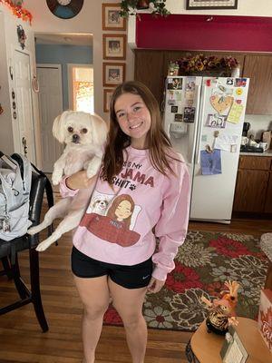 My granddaughter loved this sweatshirt, My package arrived at the date they gave me. I will order again from them...thank you