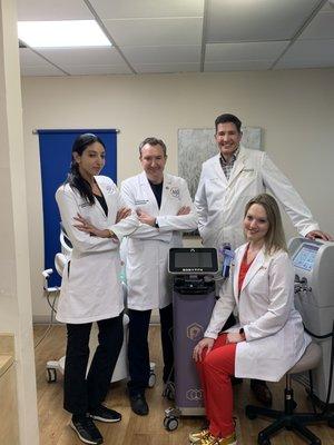 Our team of dermatology providers. Dr. Habashy, Dr. Rubinstein, Eric Lovato PA-C, Jessica Kramer, PA-C