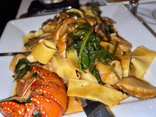 Pappardelle with 6 oz lobster tale