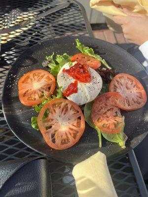 Burrata plate bread on side