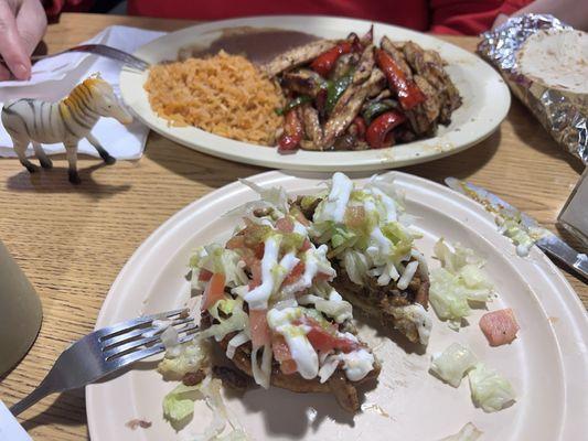 El Pastor Sope and Chicken Fajita