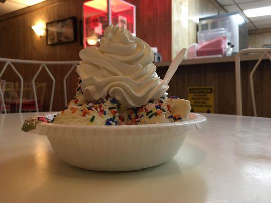 An ice cream sundae from the snack bar