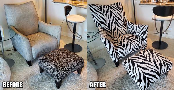 Chair + ottoman, before & after ($900)