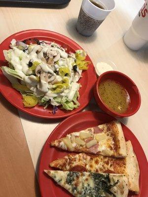 AYCE pizza, salad, pasta and dessert