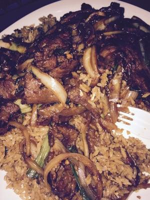 Large Mongolian beef and beef fried rice