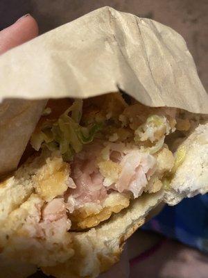 Raw chicken sandwich