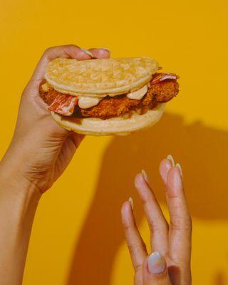 'Chicken' & Waffle Sandwich-Breakfast Item