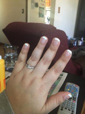 Gel 'no chip' manicure, french tip