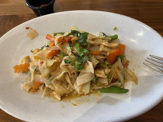 Drunken noodles.  Yum! I ordered as medium but asked for extra spice.  Hard to know everyone's personal spice level.  (I added the extra)