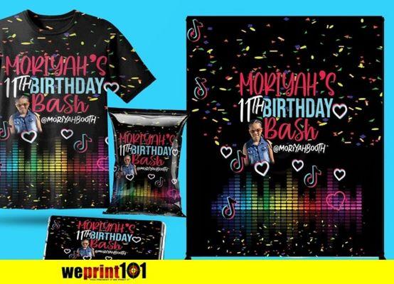 Custom Shirt, Backdrop and Party Favor Packages