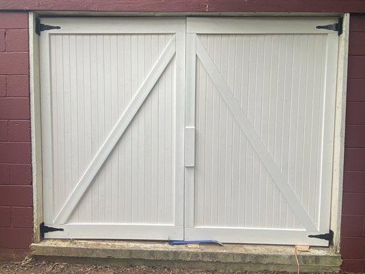 New Fully Replaced And Restored Waterproof/Water Resistant Barn Door in white for cleaner finish.